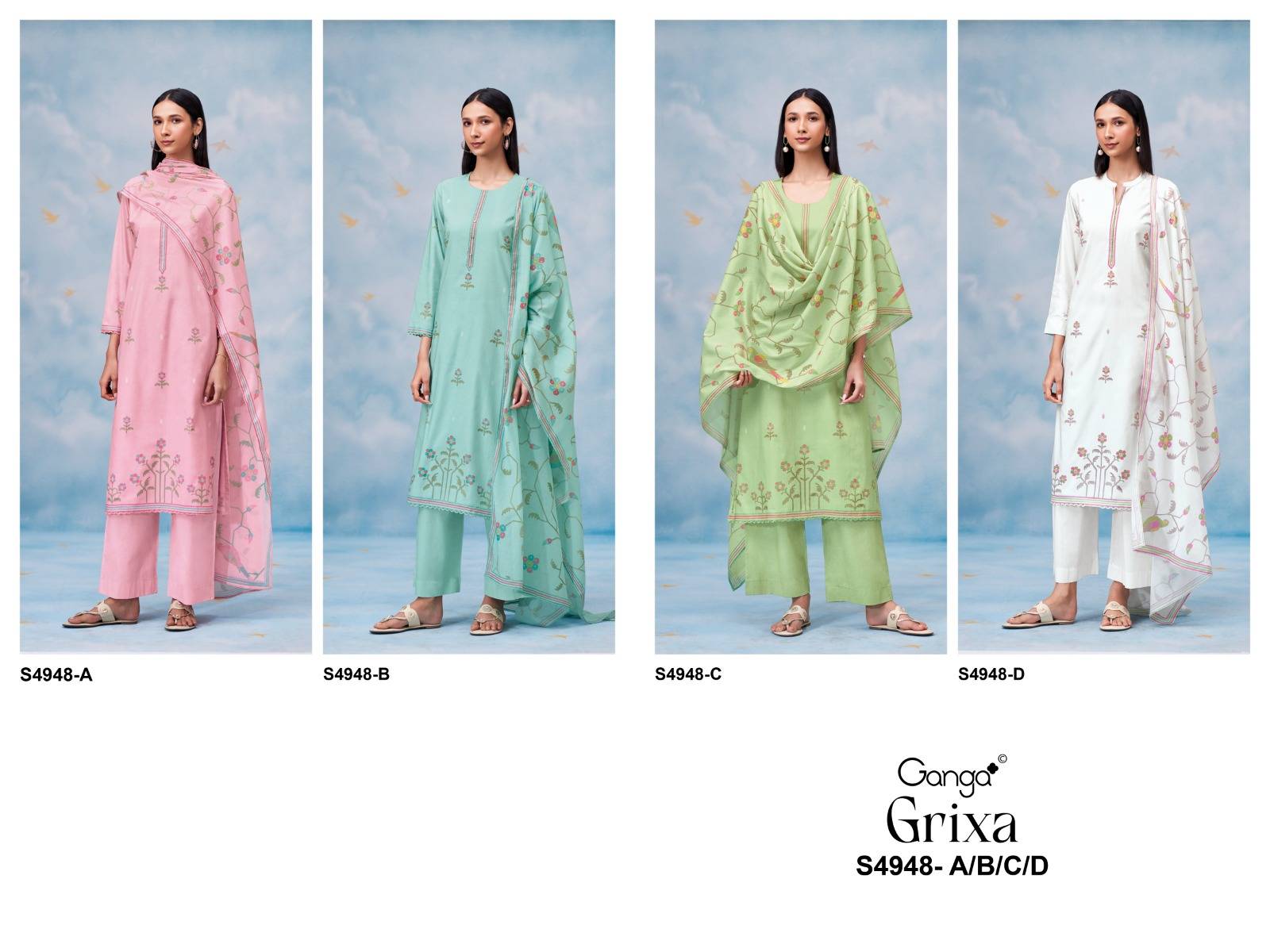 GRIXA 4948 By Ganga Fashion Stylish Beautiful ColourfulCOTTON Dresses At Wholesale Price